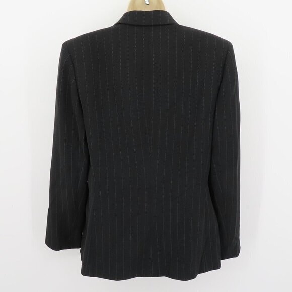 Ann Taylor Women 10 Black White Pinstripe Striped 2 Button Suit Jacket Blazer - Picture 3 of 7